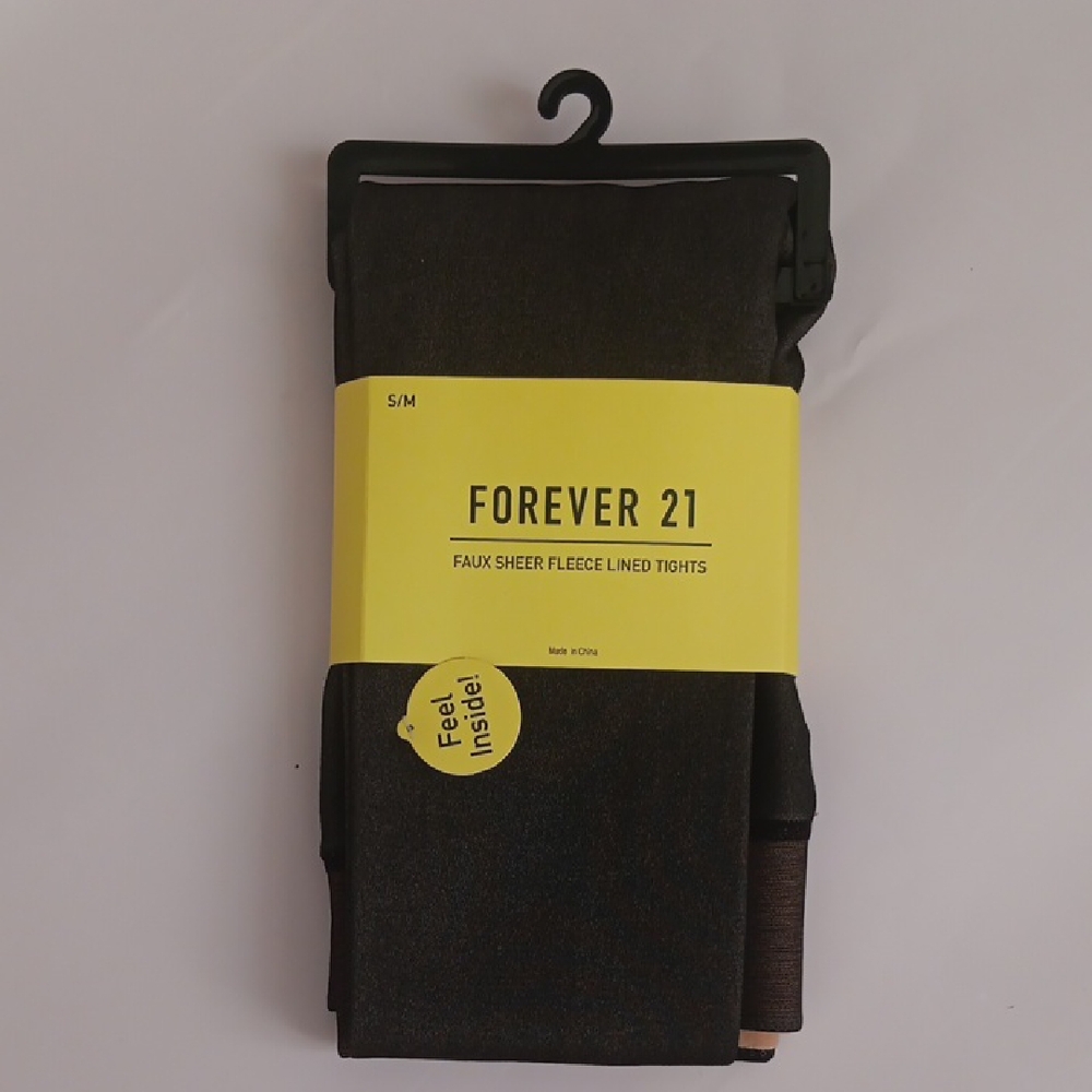 Forever 21 Black Faux Sheer Lined Tights